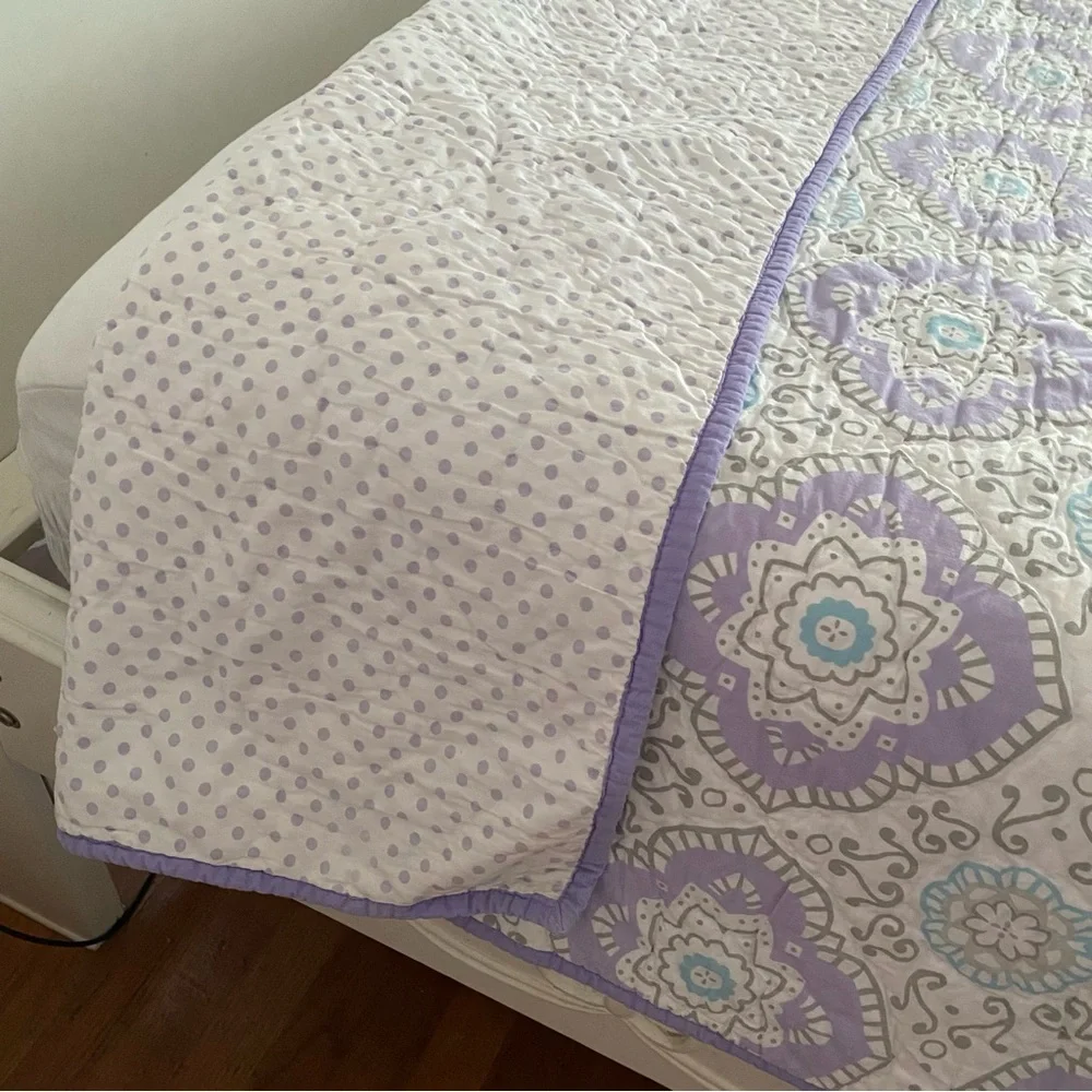 Pottery Barn Kids Lavender Dots and White Quilt and Sham Set